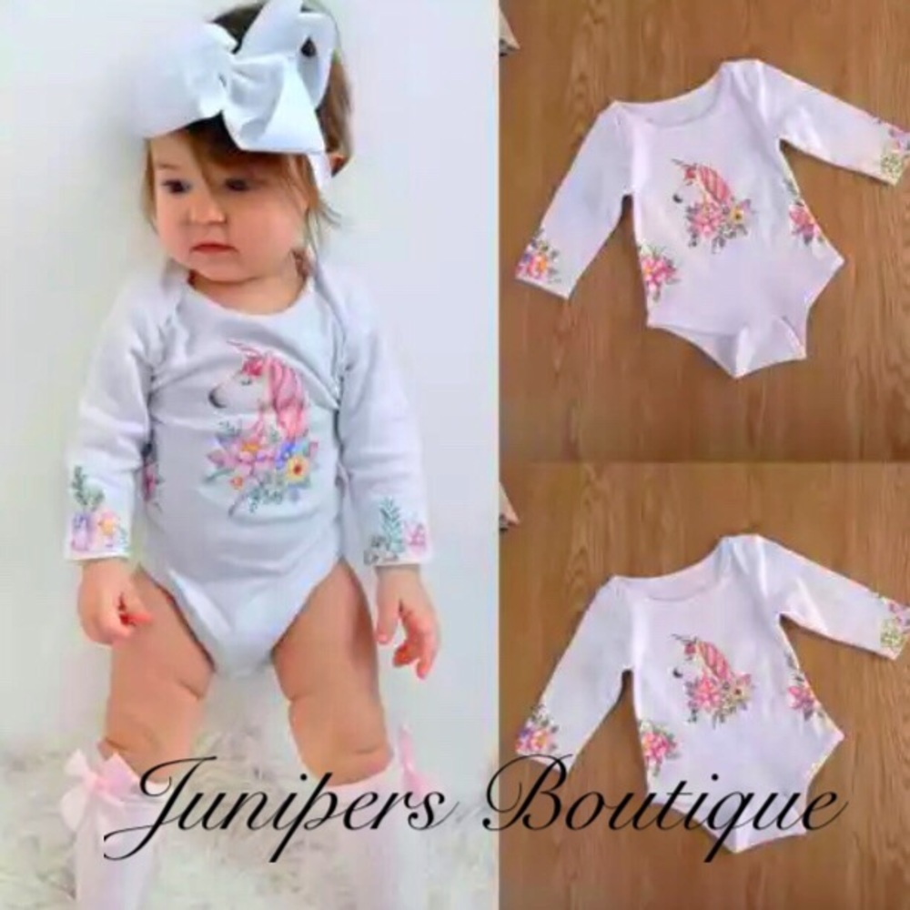 Boutique Baby Girl Unicorn Onesie - Picture 1 of 4